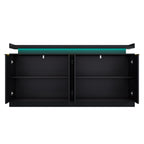 Armario de cocina con iluminación LED, Sideboard con 4 puertas, Buffet con mucho espacio de almacenamiento para el comedor y el salón, 160 × 39 × 83 cm