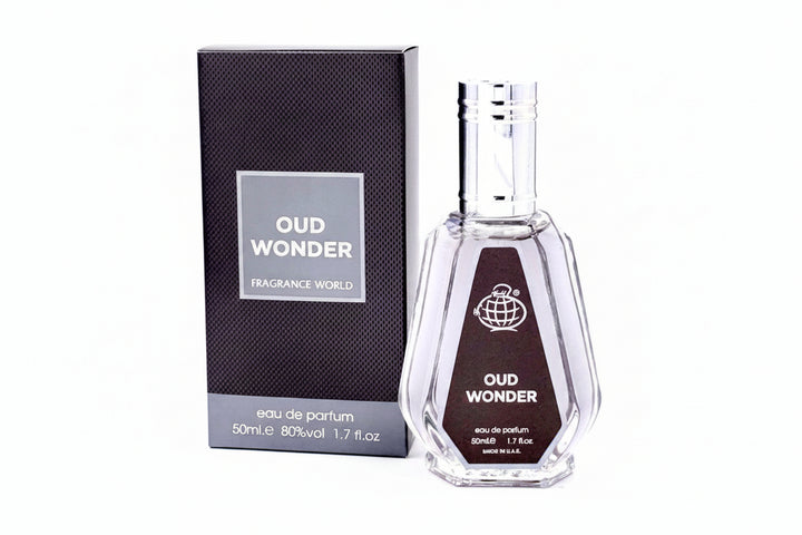 Fragrance World Oud Wonder Eau de Parfum 50ml product images and lifestyle scenes