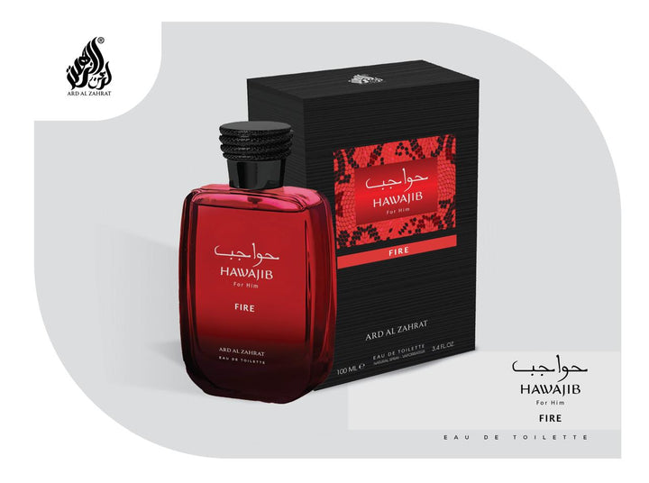 Ard Al Zahrat Hawajib Fire Eau de Toilette for Men, 100ml product images and lifestyle scenes