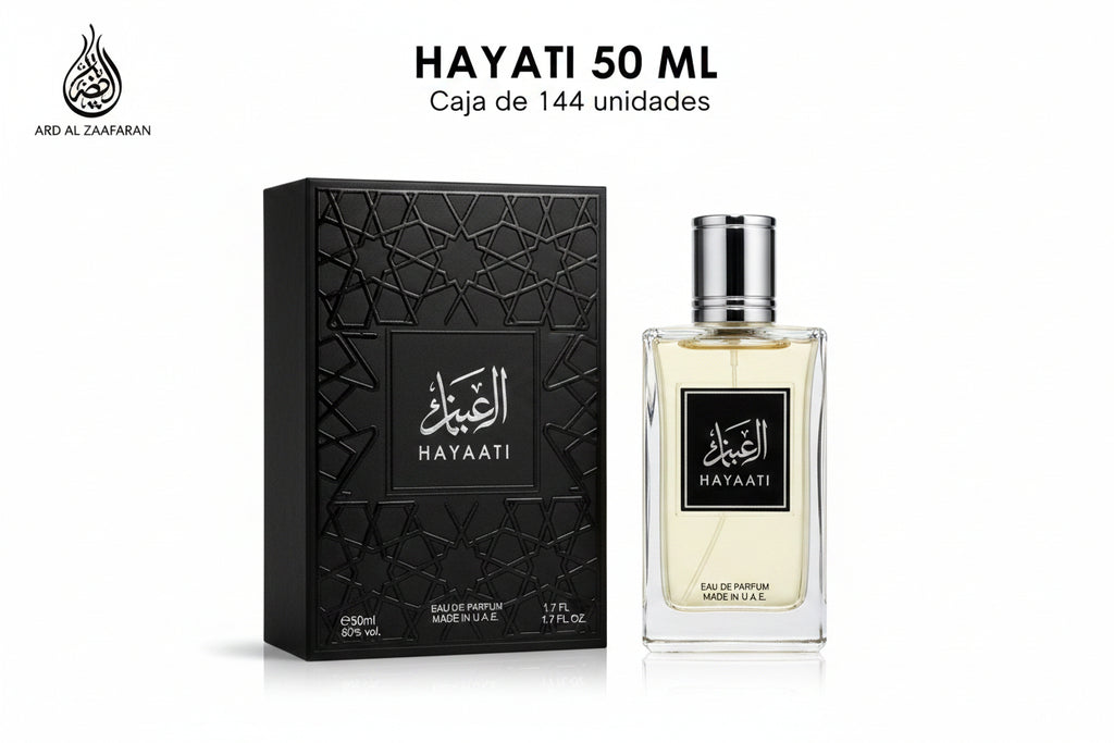 Hayaati Eau de Parfum 50ml product images and lifestyle scenes