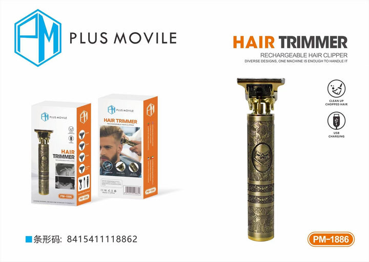 Plus Movile PM-1886 Rechargeable Hair Trimmer product images and lifestyle scenes