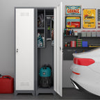 Gabinet de almacenamiento para limpieza de metal esbelto con puerta cerradora, estantes y barra de colgado, 65" de alto, organizador de utilidades para cocina, despensa, oficina, taller y garaje