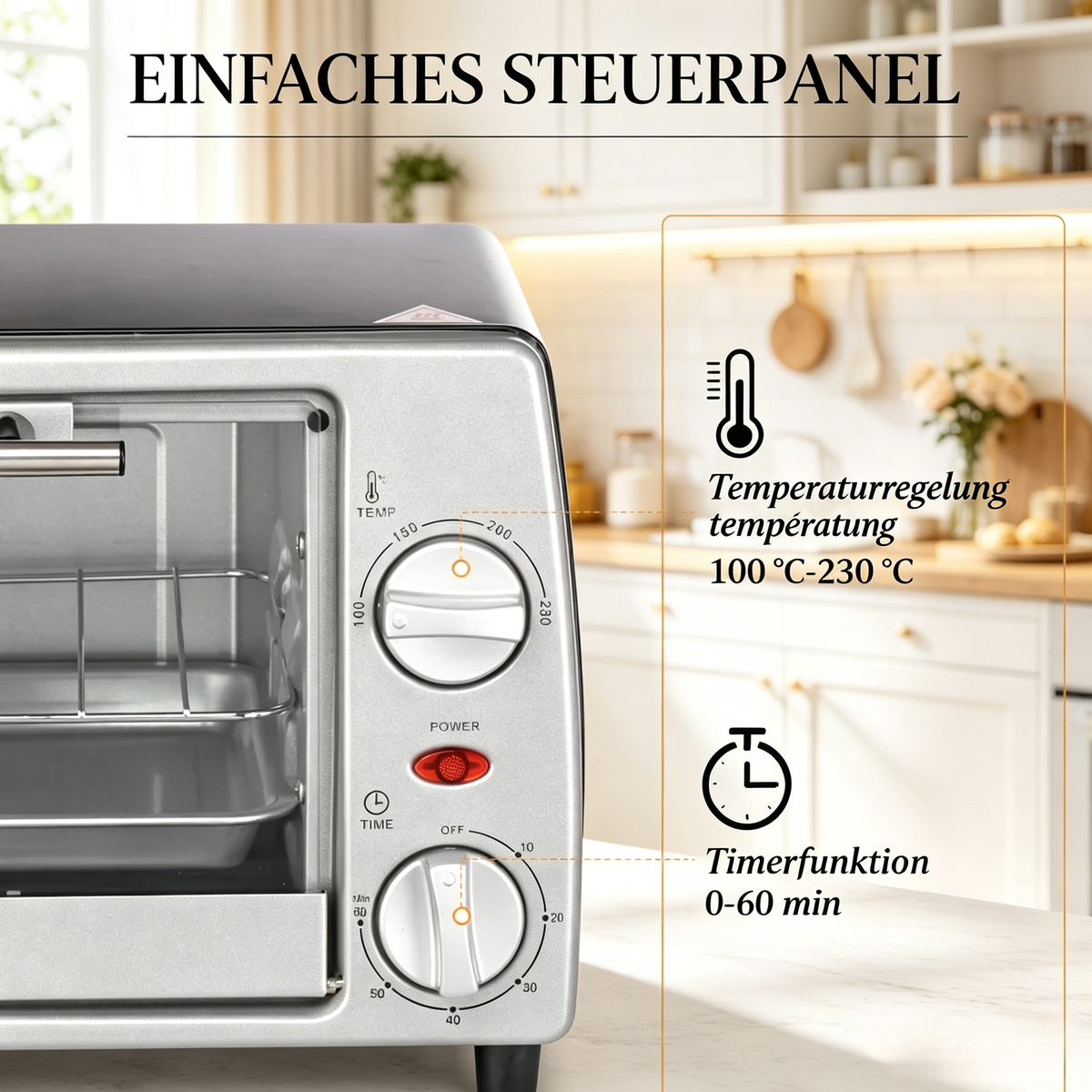 Horno de mesa compacto, Mini horno, Horno de cocina práctico (solo con horno de mesa)