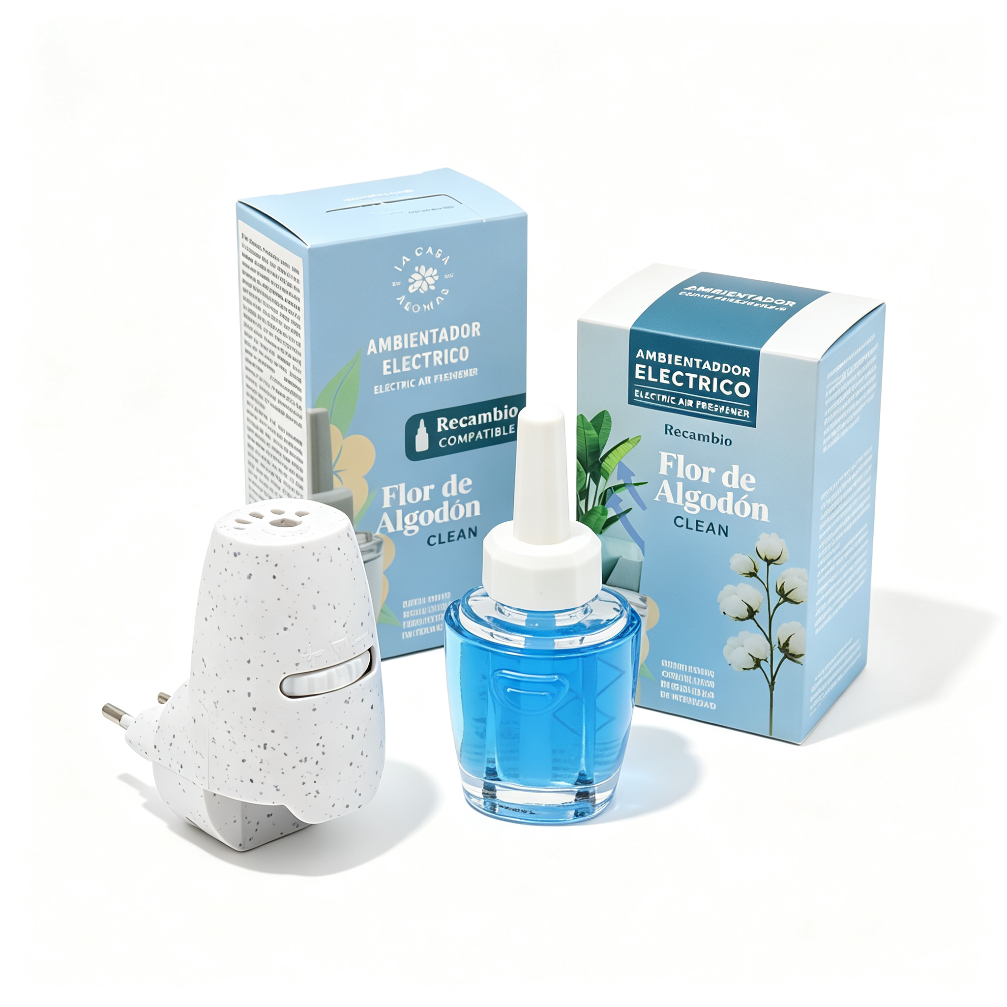Ambientador Eléctrico con Recambio Flor de Algodón Clean - Kit Completo