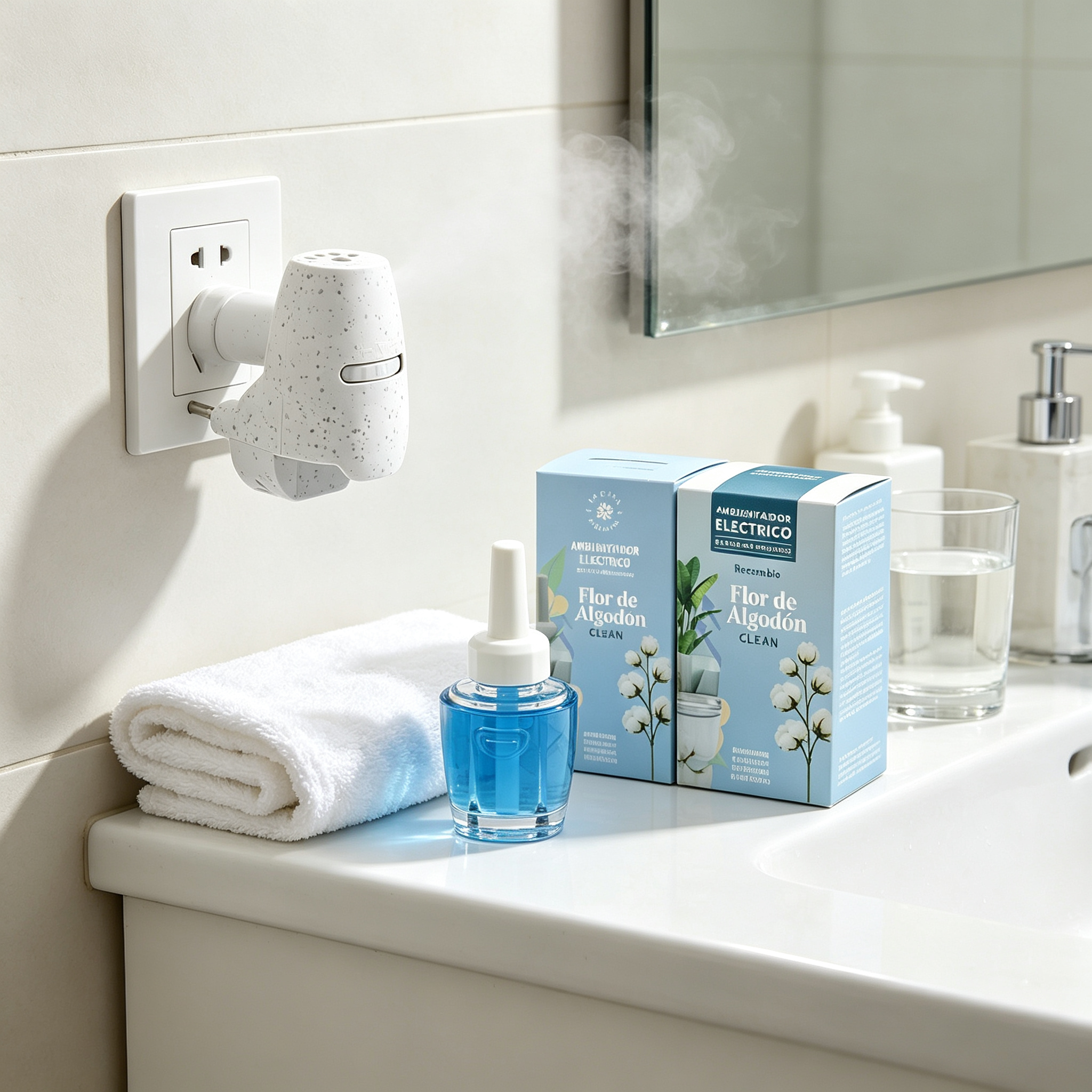 Ambientador Eléctrico con Recambio Flor de Algodón Clean - Kit Completo