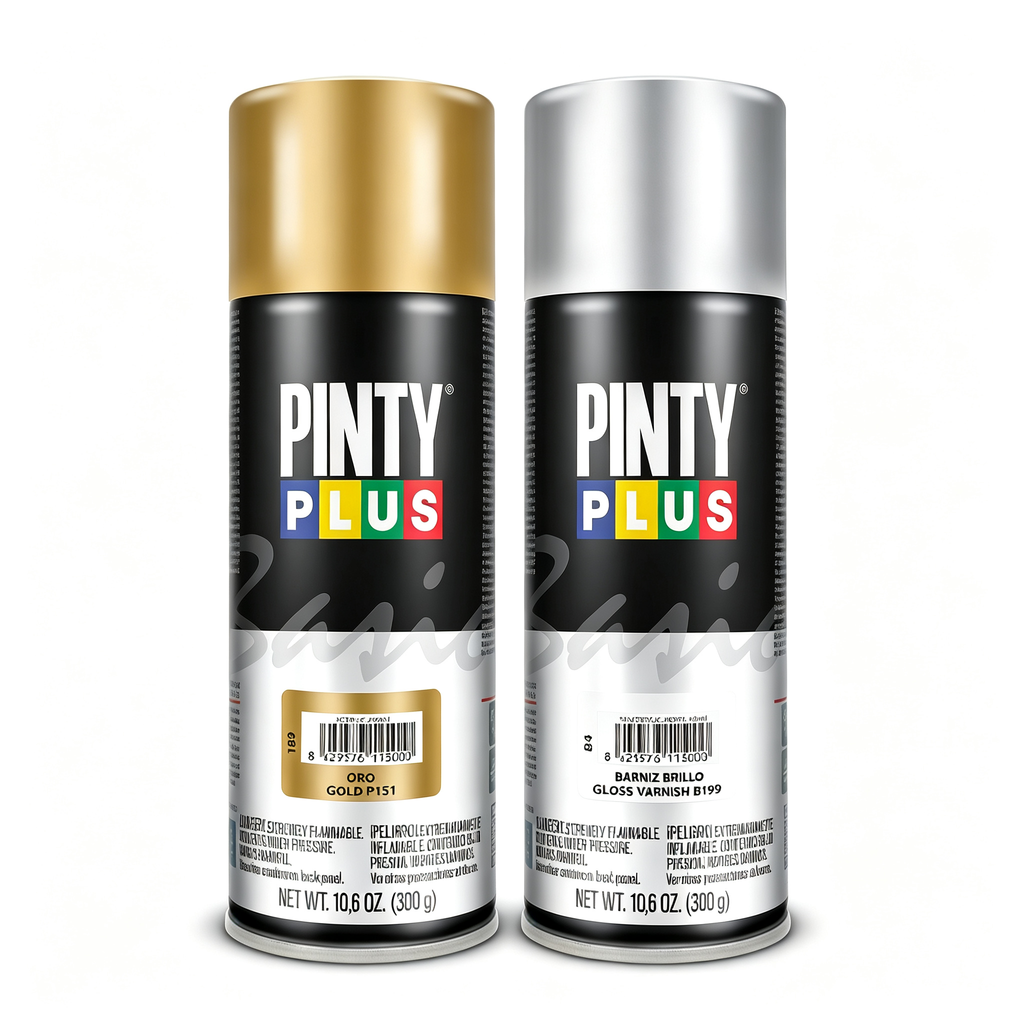 Gold Spray Paint + Gloss Varnish Pack - 2 x 300g for Crafts and Decoration
