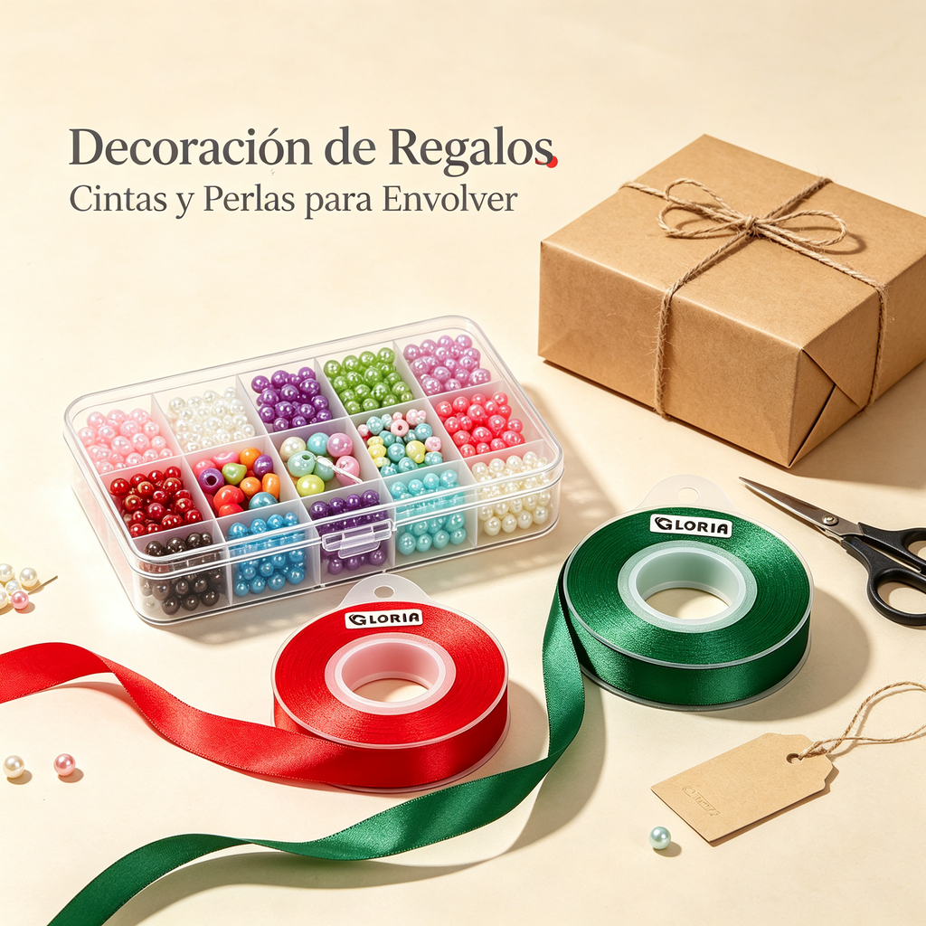 Gift Decorating Kit - Satin Ribbons and Pearls for Wrapping