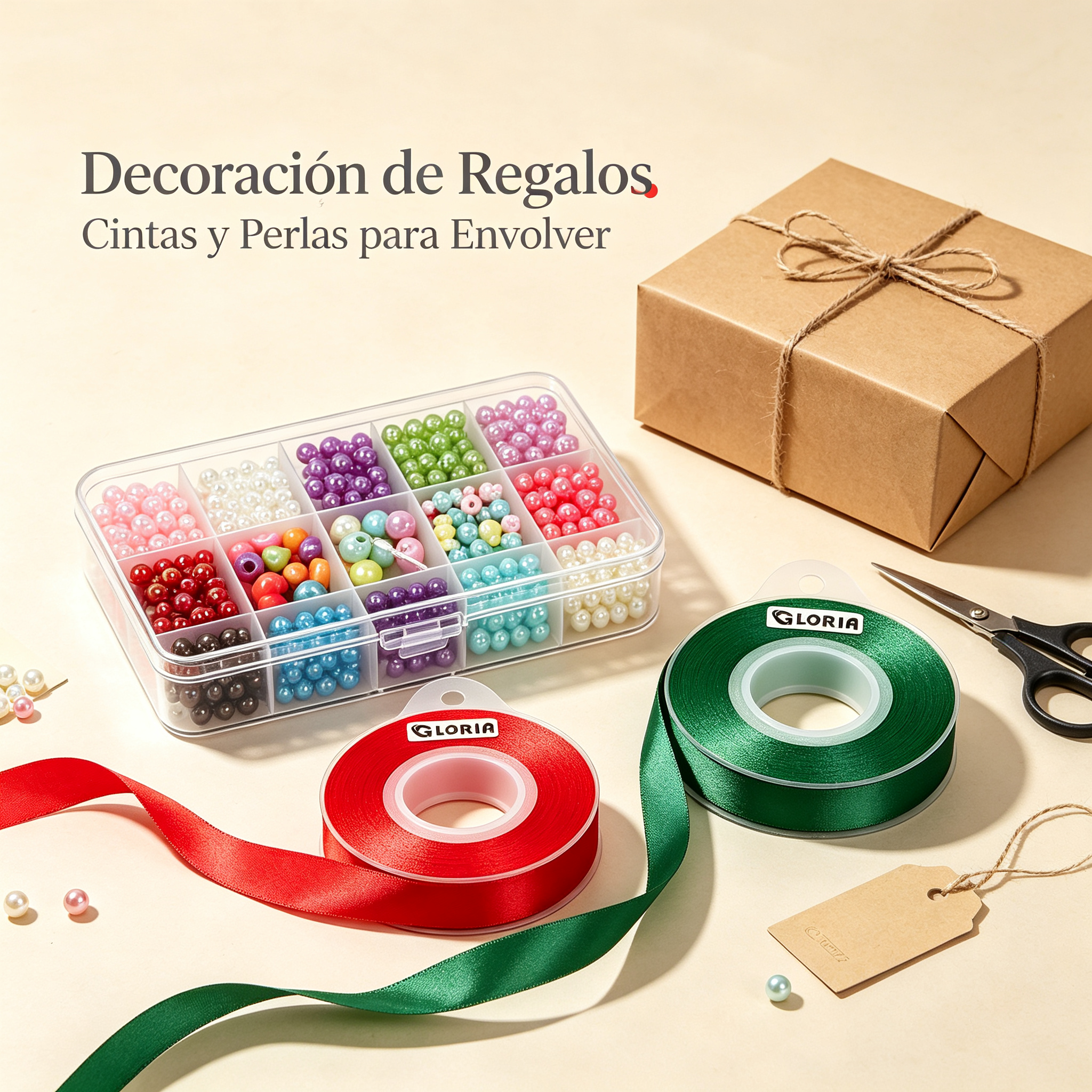 Gift Decorating Kit - Satin Ribbons and Pearls for Wrapping