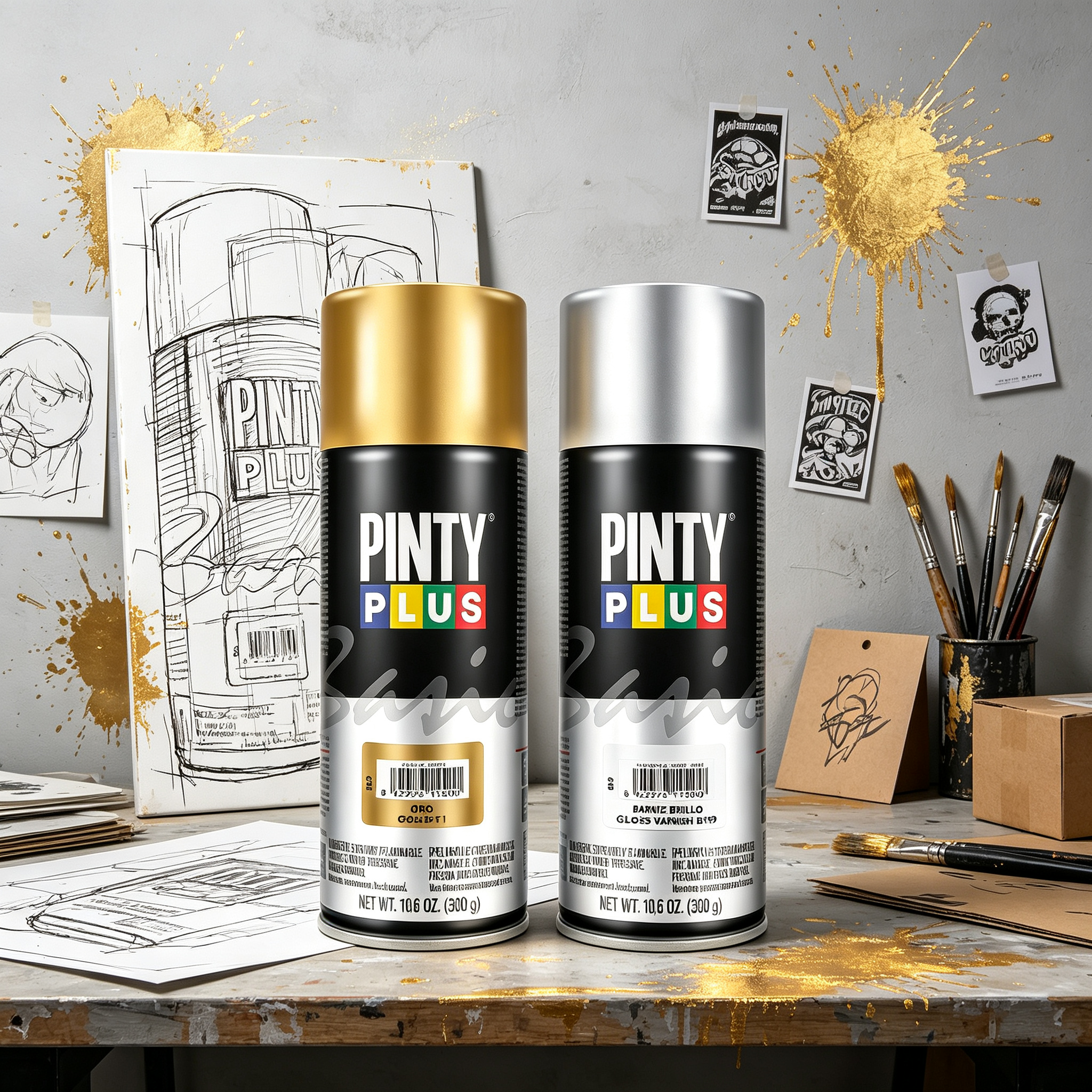 Gold Spray Paint + Gloss Varnish Pack - 2 x 300g for Crafts and Decoration