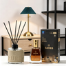 Premium 4-in-1 Men's Decor Set - Side Table + Pure Mikado + Saheb Perfume + Green Lamp