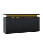 Armario de cocina con iluminación LED, Sideboard con 4 puertas, Buffet con mucho espacio de almacenamiento para el comedor y el salón, 160 × 39 × 83 cm