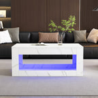 WF323710WAA) Moderno mesón LED, mesón para el salón, sofático, mesón de salón, mesón con brillo alto con control remoto, gran mesón con estampado de mármol (blanco)