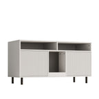 Katzentoiletten-Schrank/Katzenstreuwanne-Schrank con Alfombra de Cojín para Arena, Armario para Mascotas con Soporte, Sideboard/TV Stand para Mascotas, sin Baño para Gato, 120x50x66cm, Blanco