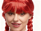 Peluca Roja Trenzas Dobles Halloween