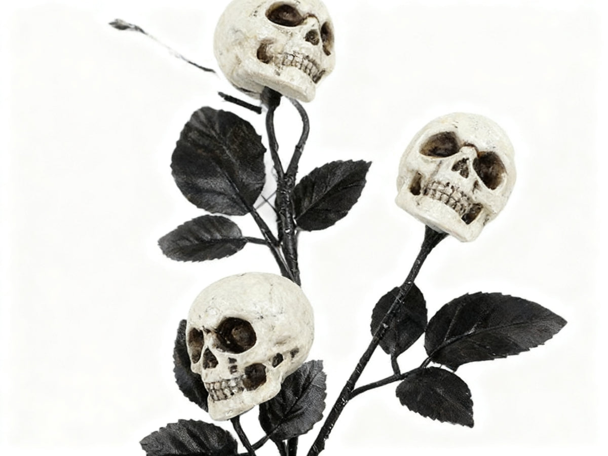 Rama Negra Halloween con 3 Calaveras
