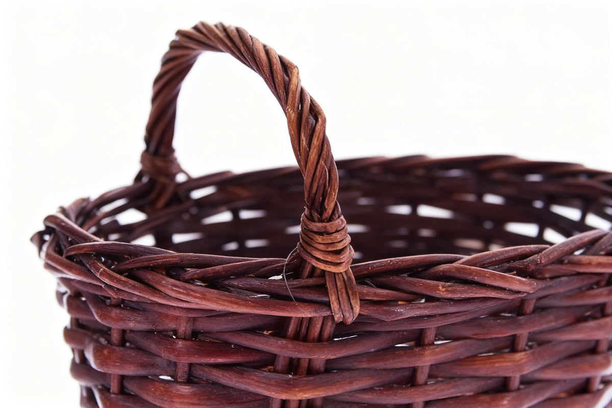 Cesta Mimbre Ovalada Caoba con Asa