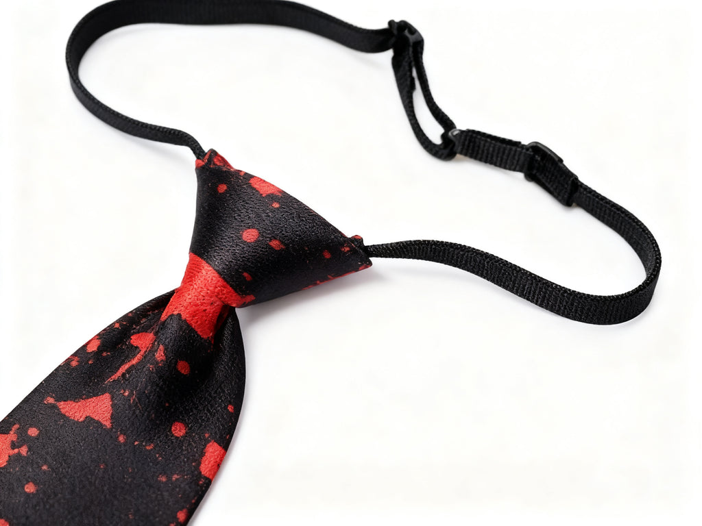 Corbata Halloween Negra con Salpicaduras Rojas