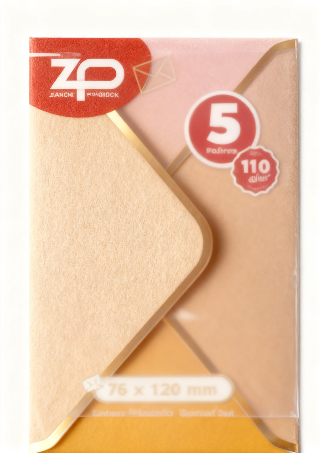 5 Sobres Borde Dorado 76x120 110 gr