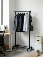 Perchero con Ruedas Confortime | Altura Regulable 90-160 cm | Metal Negro