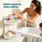 Estantería de Baño 2 Niveles | Organizador de Ducha Blanco | Sin Taladro | Plástico Resistente al Agua