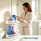 Estantería de Baño 2 Niveles | Organizador de Ducha Blanco | Sin Taladro | Plástico Resistente al Agua