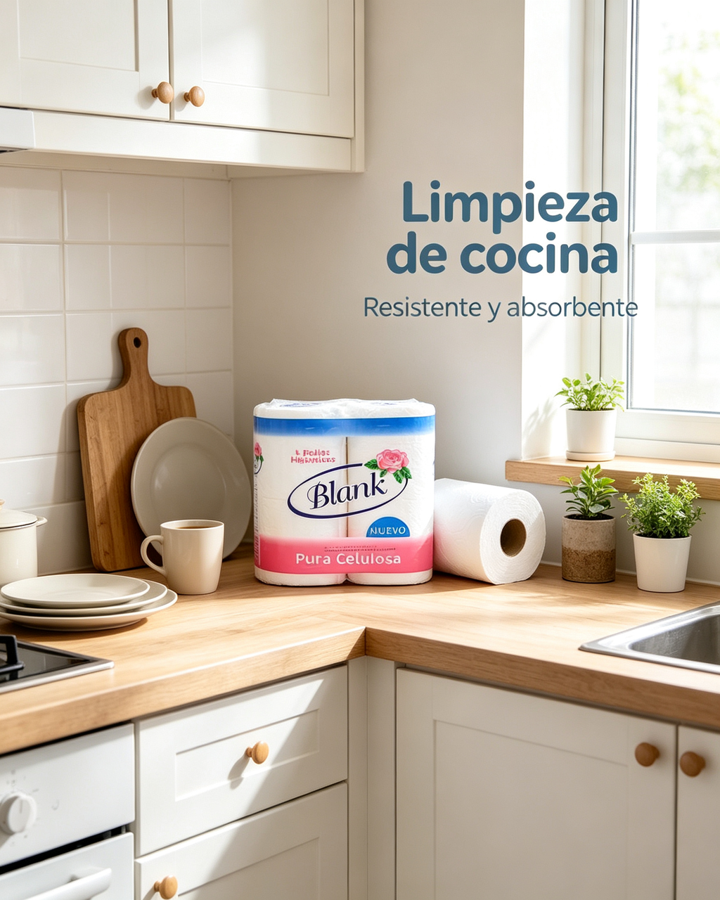 Blank Papel Higiénico 4 Rollos – Pura Celulosa, Extra Suave y Resistente