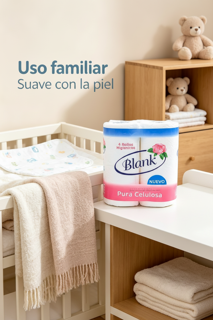 Blank Papel Higiénico 4 Rollos – Pura Celulosa, Extra Suave y Resistente