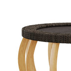 Mesa de Centro Redonda | Madera Sólida y Mimbre | Estilo Boho Vintage