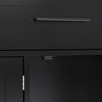 129x46(71)x91,5cm Esstischwagen /Anrichte con placa de mesa plegable, empotramientos internos en las puertas del armario, isla de cocina con 5 ruedas y estantes de intercambio y 2 cajones, para el comedor, negro