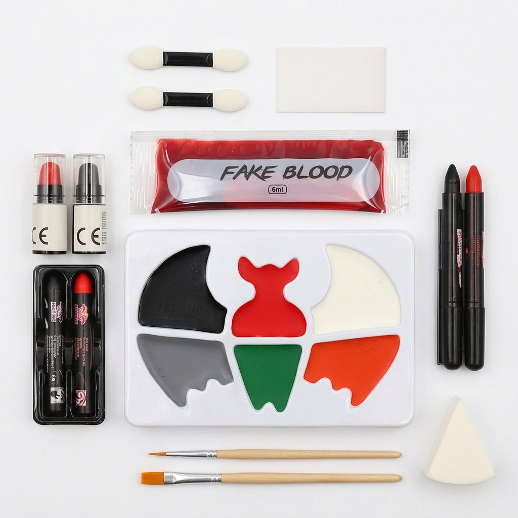 Set de Maquillaje: Sangre Falsa, Murciélago, 6 Colores
