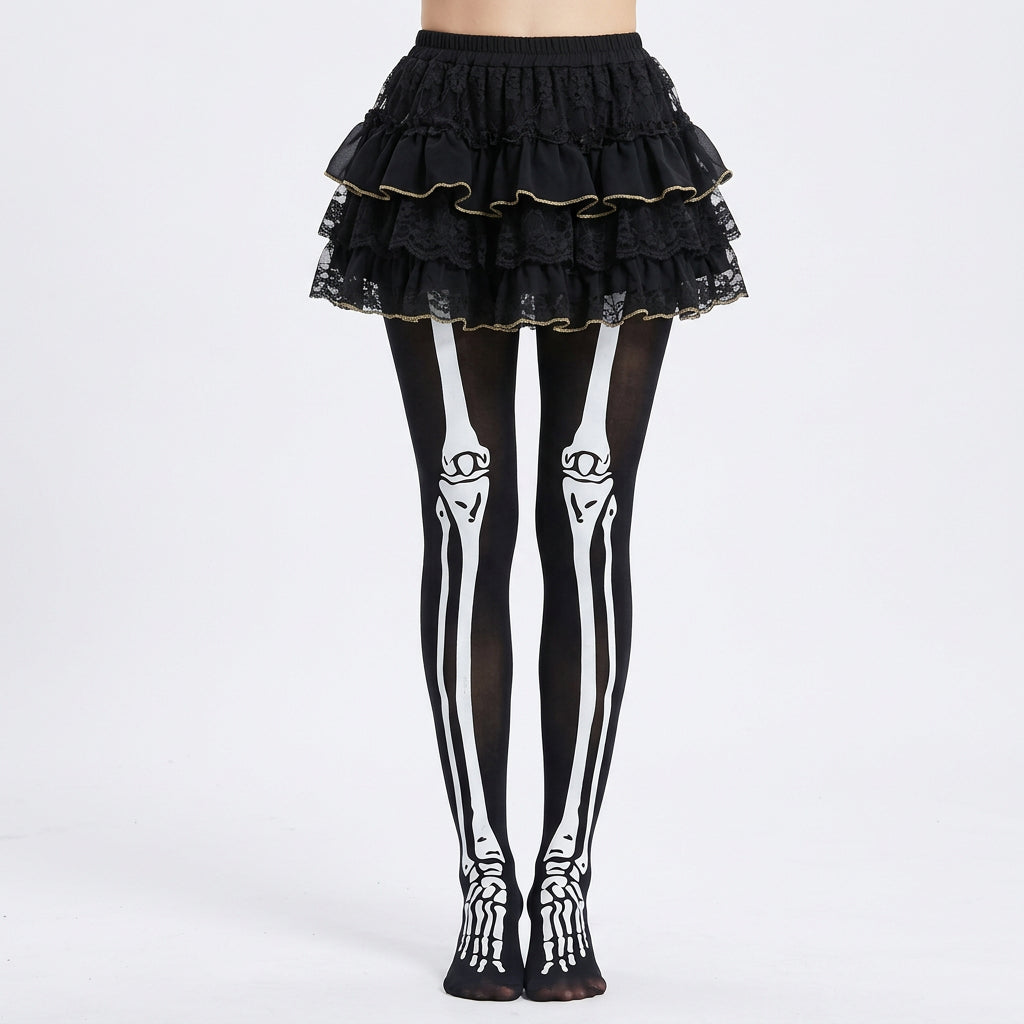 Medias negras con huesos para Halloween