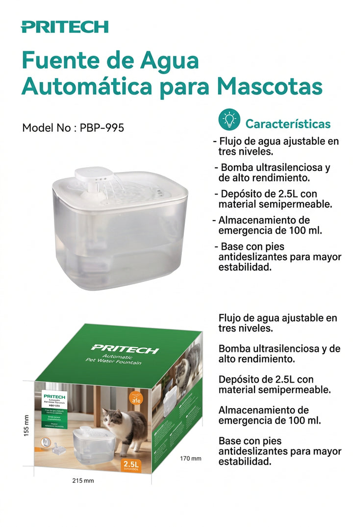 Fuente de Agua Automática para Mascotas