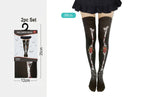 Medias Largas Halloween Huesos y Flores