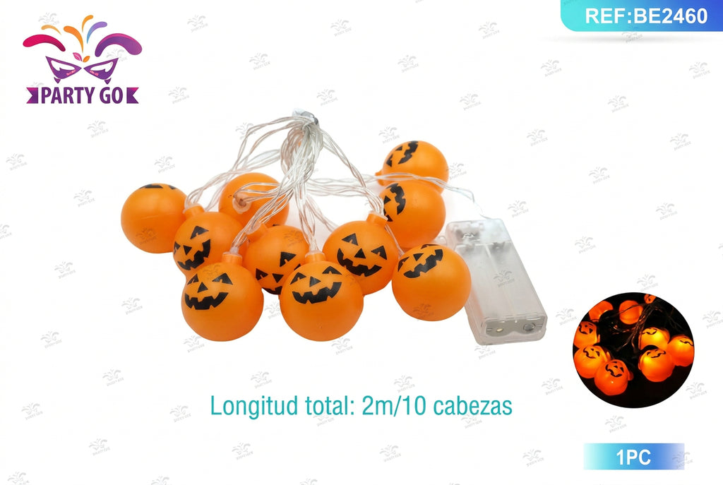 Guirnalda de Luces Calabazas Halloween 10 Cabezitas