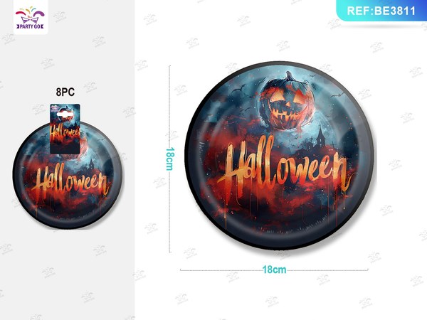 Platos de Papel Halloween 7 Pulgadas (8 Piezas)