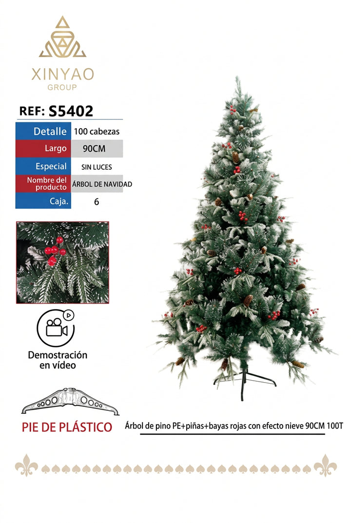 Arbol Navidad Adornado 90cm 100T
