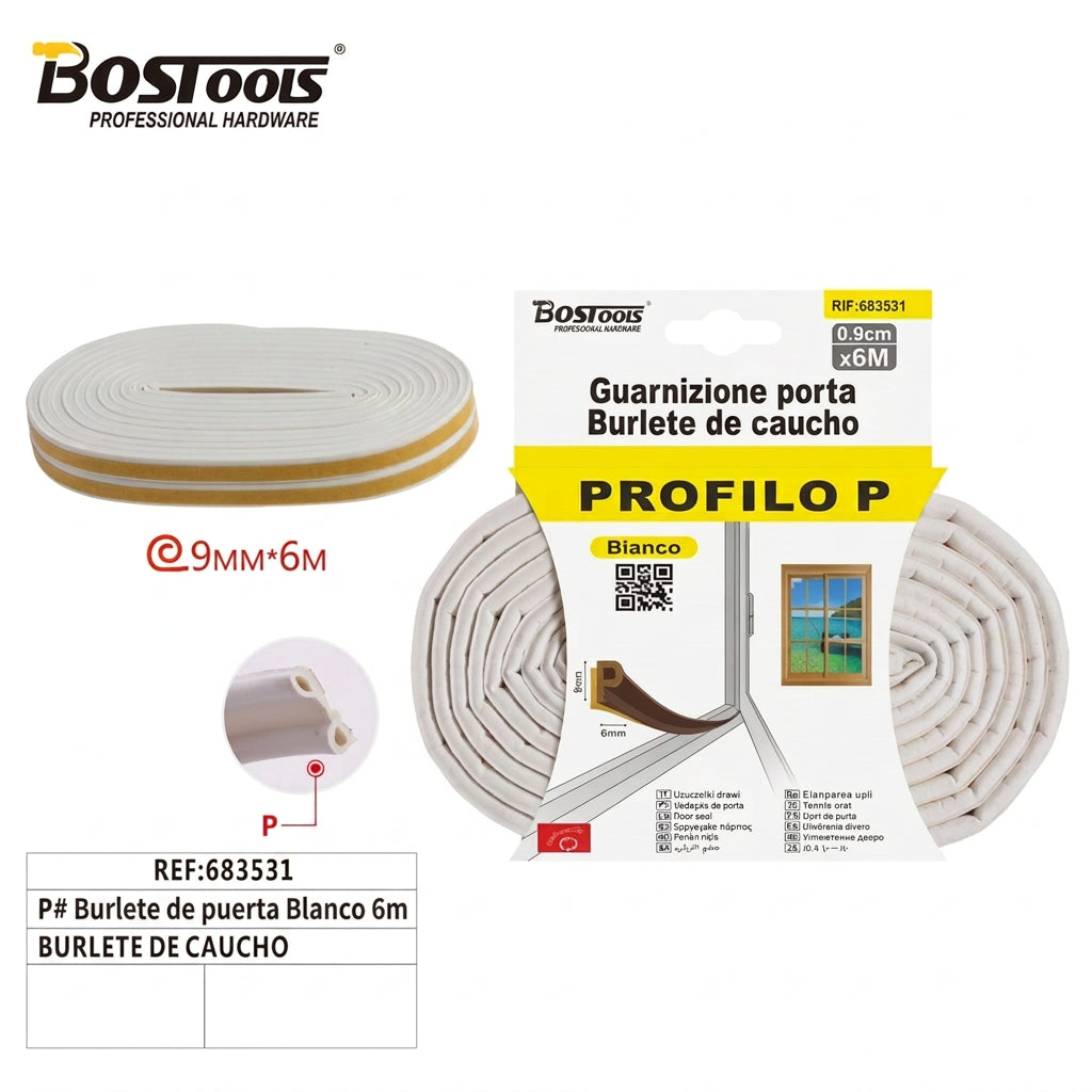 Burlete de Caucho Blanco 6M