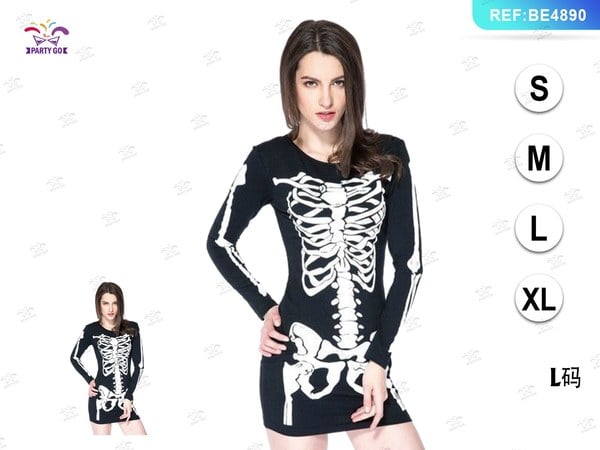 Vestido de Esqueleto Fantasma para Mujer