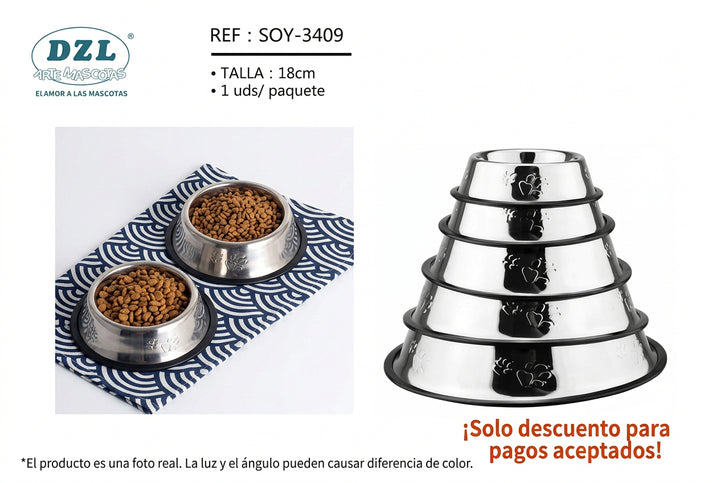 COMEDERO ACERO INOX 18CM PARA MASCOTAS