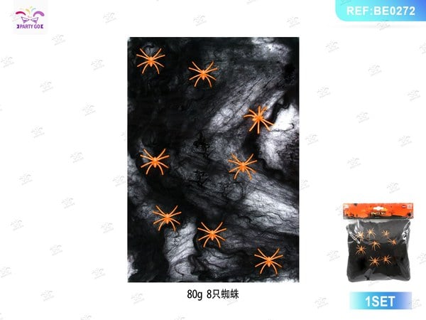 Decoración Halloween 80g con 8 Arañas