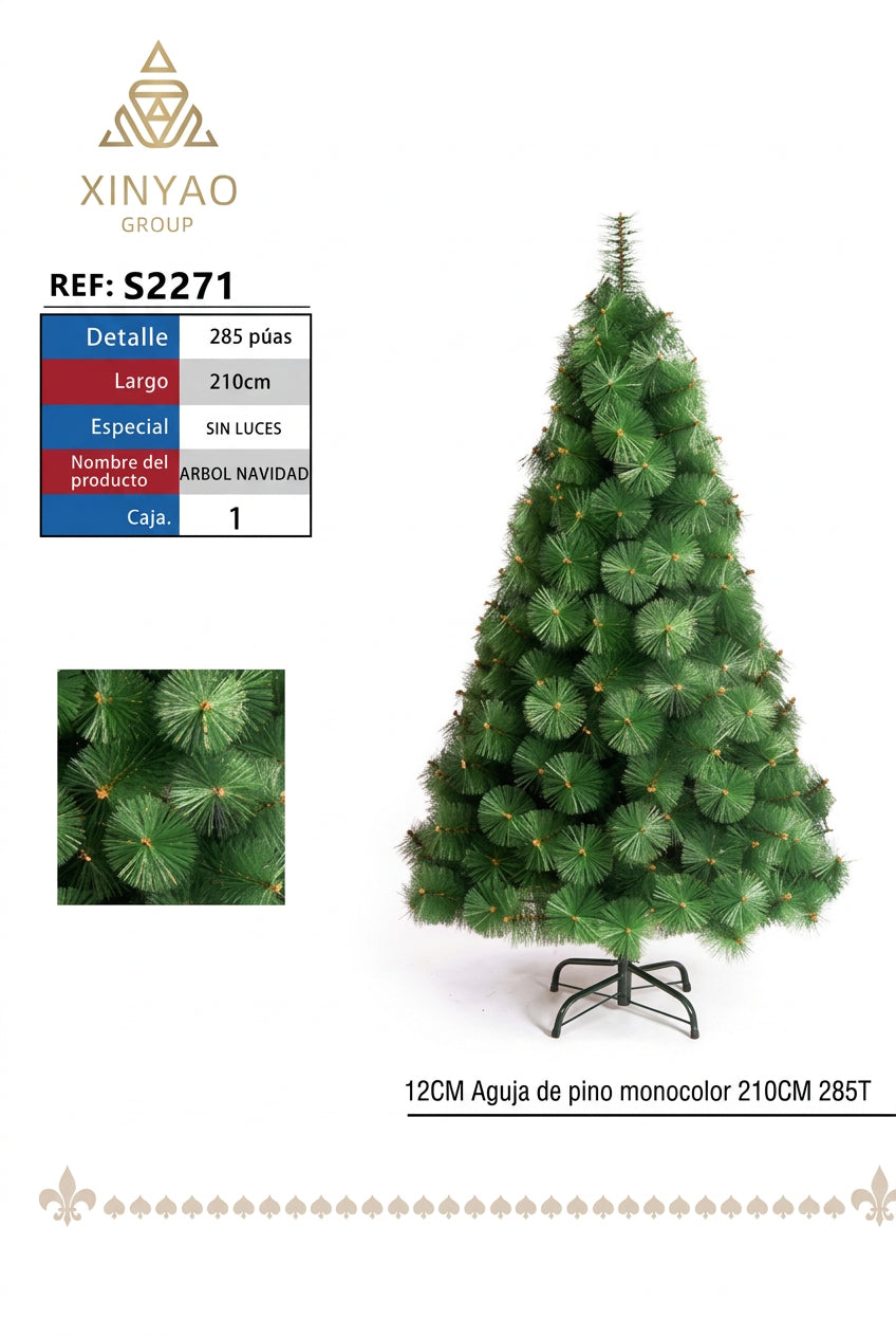 Arbol Navidad 210cm 285 Agujas Pino