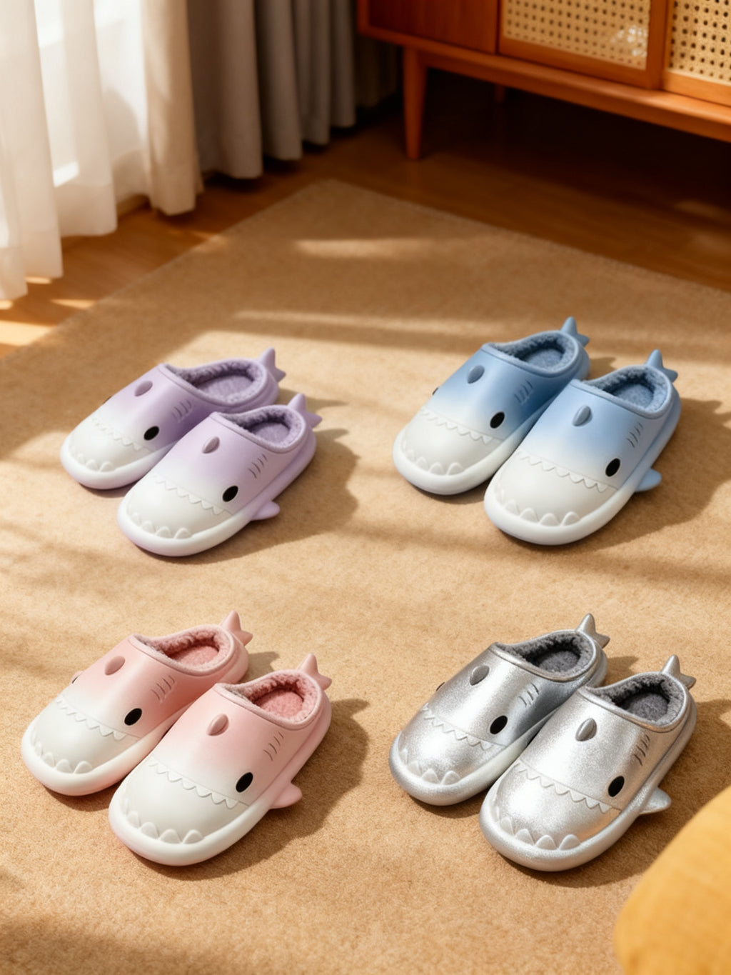 Zapatillas de Casa Forma de Tiburón para Mujer