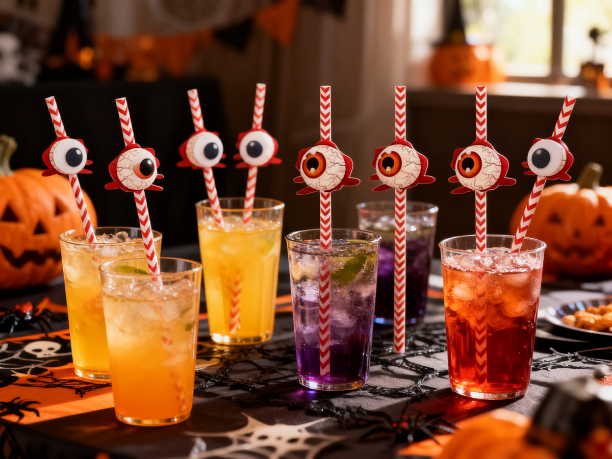 Pajillas de Halloween con Decoración de Ojos (6 piezas)