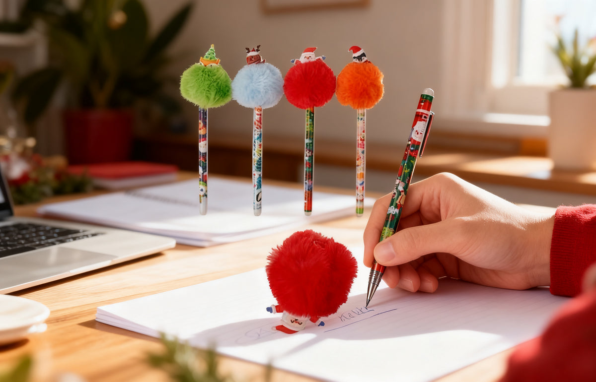 BOLIGRAFO BORRABLE POMPOM NAVIDEÑO
