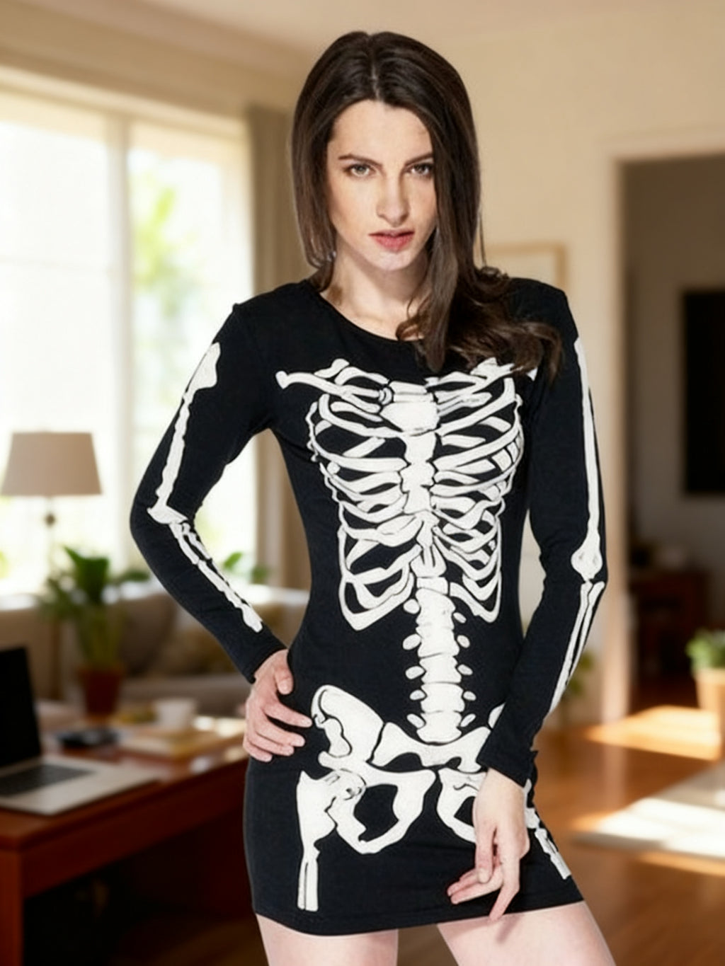 Vestido de Esqueleto Fantasma para Mujer