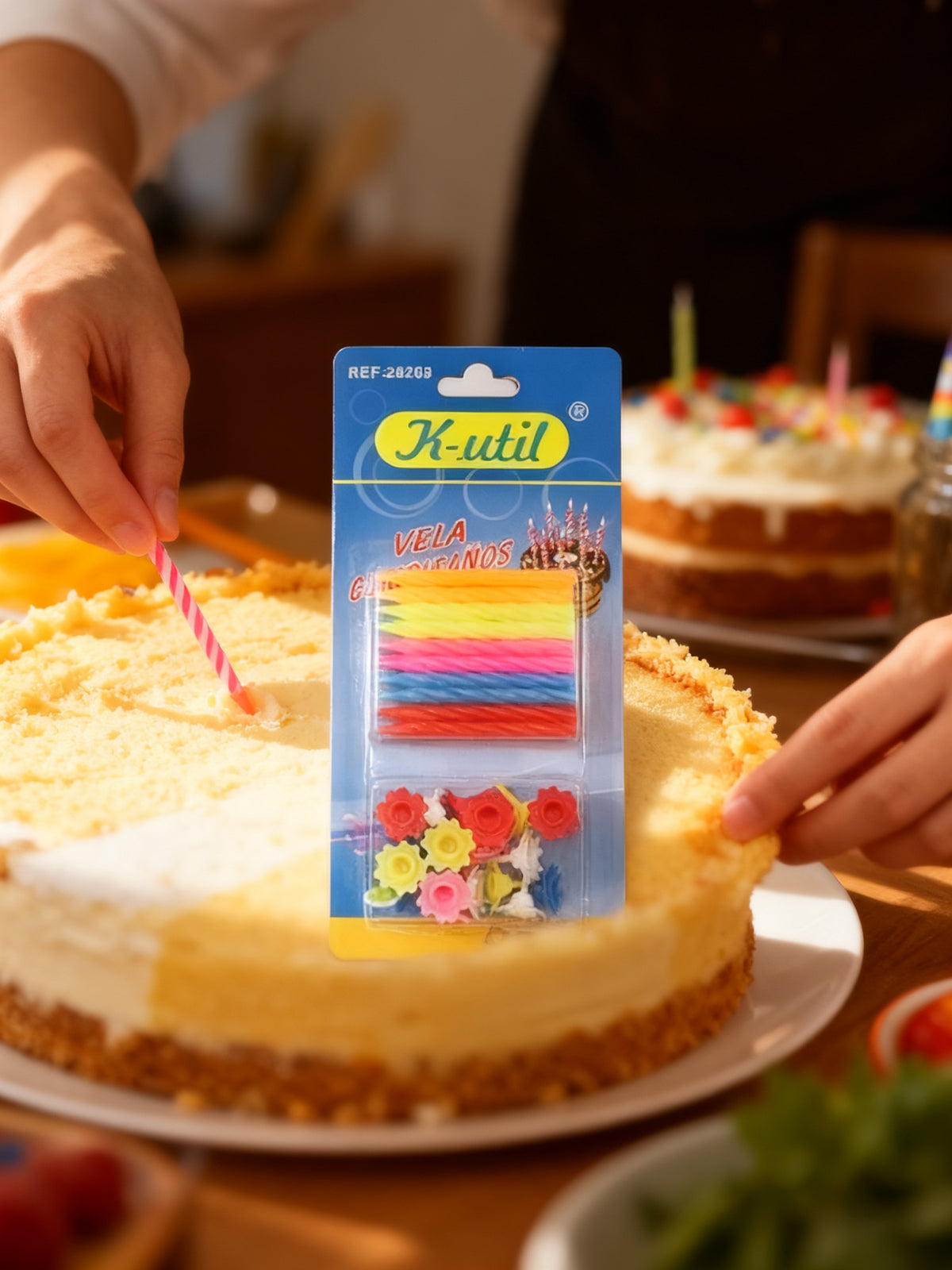 20 Velas Cumpleaños Colores con Soporte