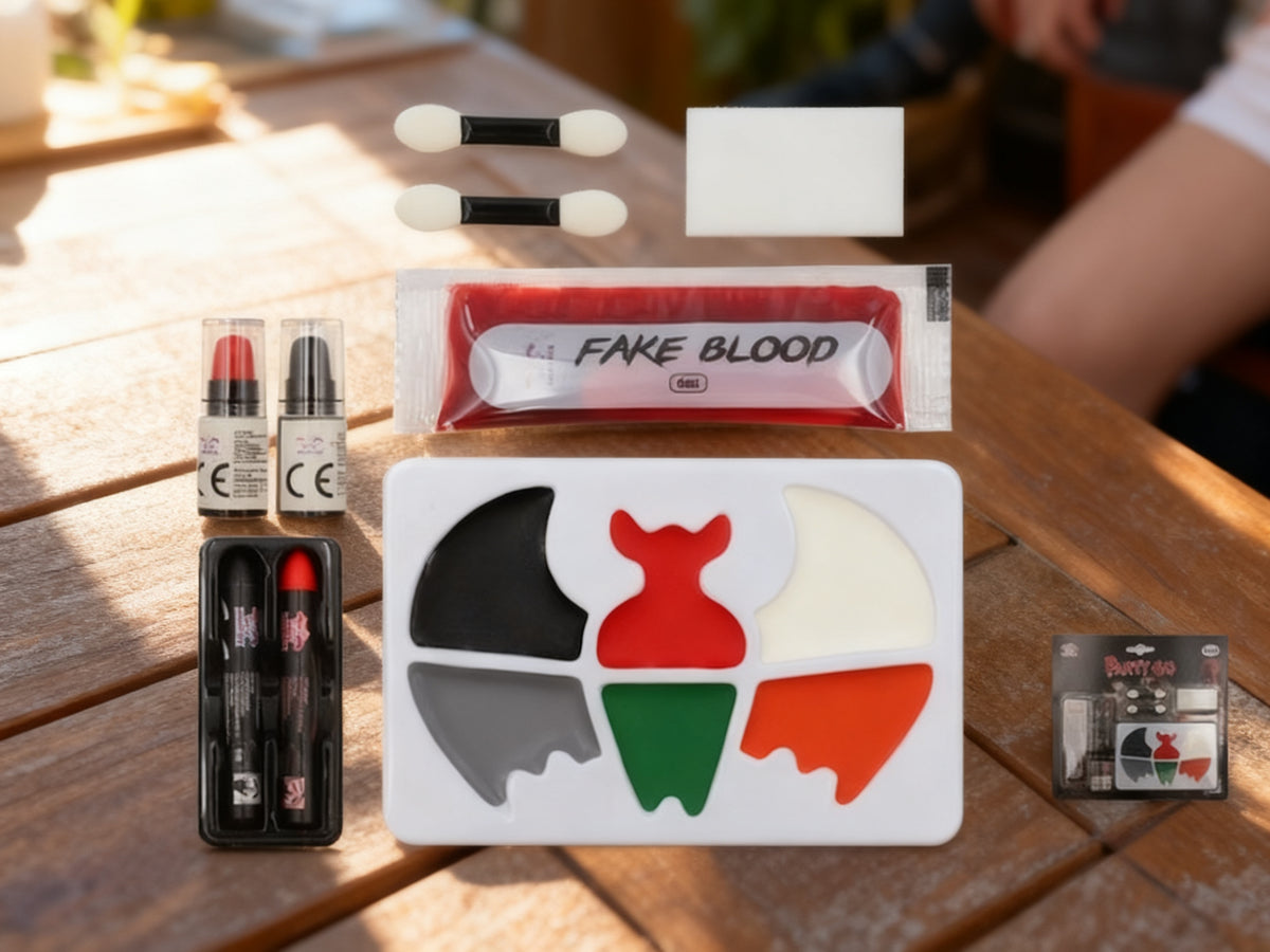 Set de Maquillaje: Sangre Falsa, Murciélago, 6 Colores