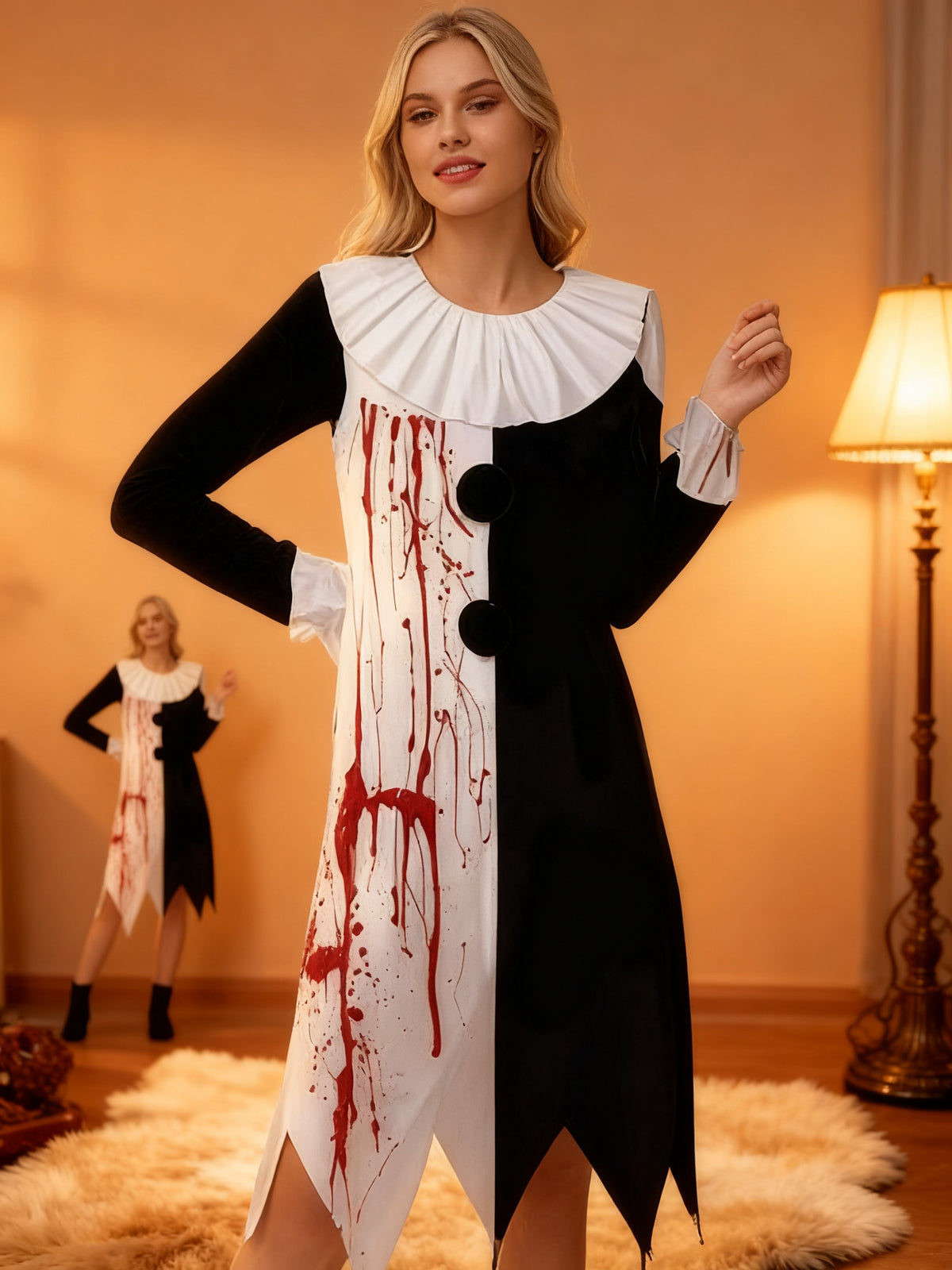 PAYASA CON SANGRE VESTIDO DE MANGA LARGA