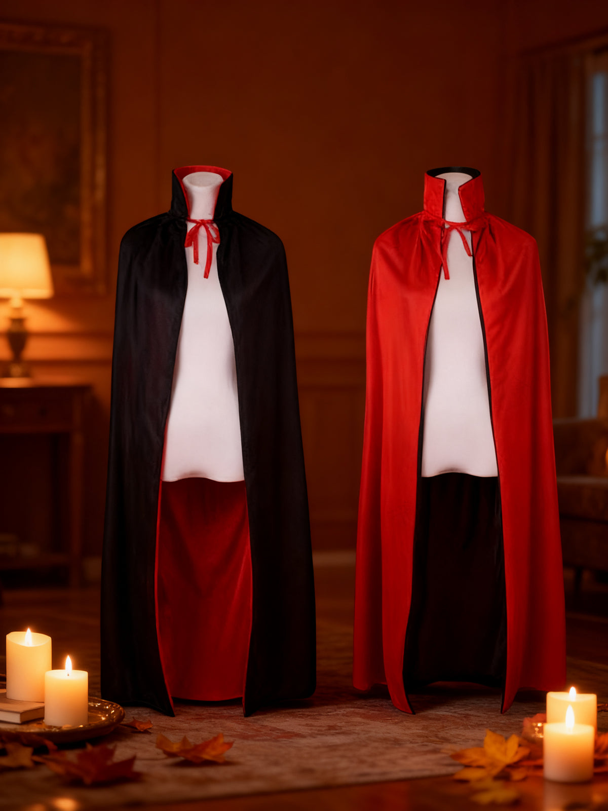 Capa Doble Rojo-Negro 120cm para Halloween