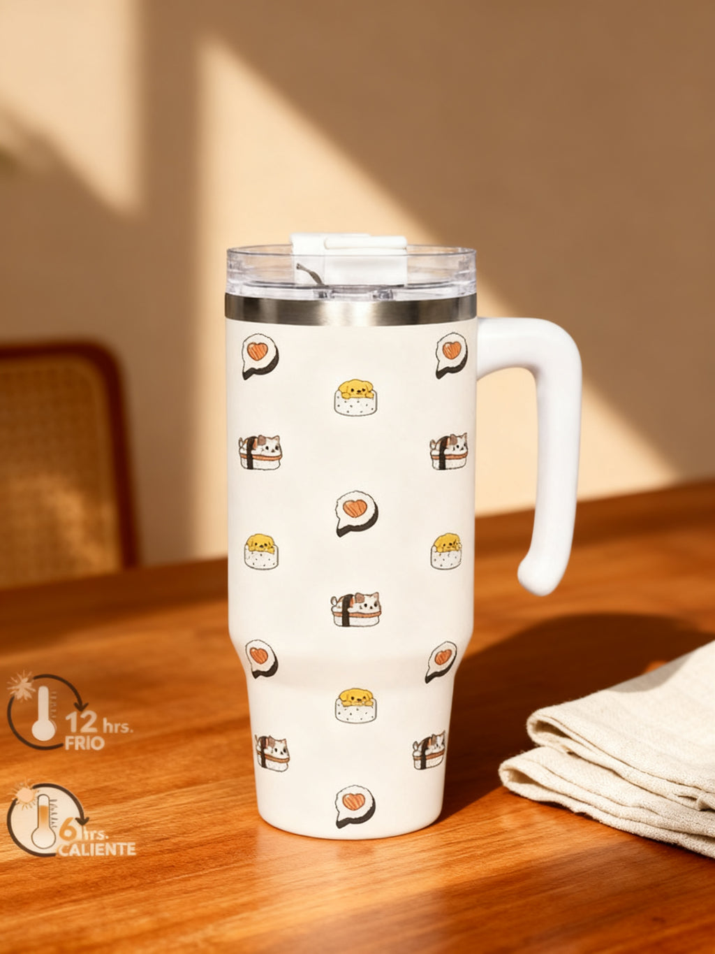 Mug Térmico 600ml Sushi Animales